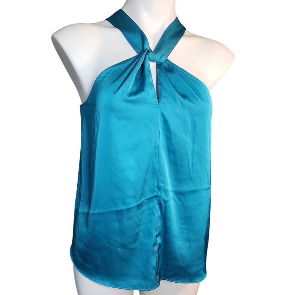 🎉LAST CHANCE🎉 Rachel Zoe NWT blue satin halter neck summer blouse Size small‎